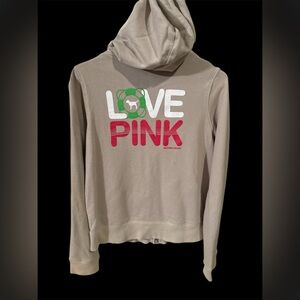 vintage Victoria secret Pink Graphic Sweatshirt beige dog logo m hoodie zip up